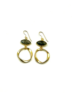 LJ SONDER EVE EARRING - GOLD AND LABRADORITE