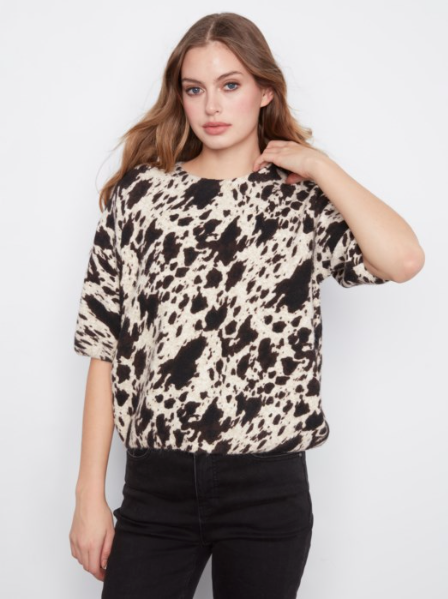 CHARLIE B ELBOW SLEEVE COW PRINT - SPOTS