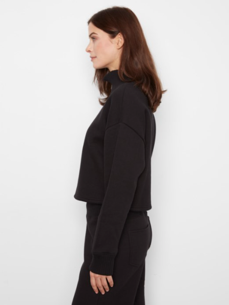CHARLIE B SWEATSHIRT WITH MOC NECK - BLACK