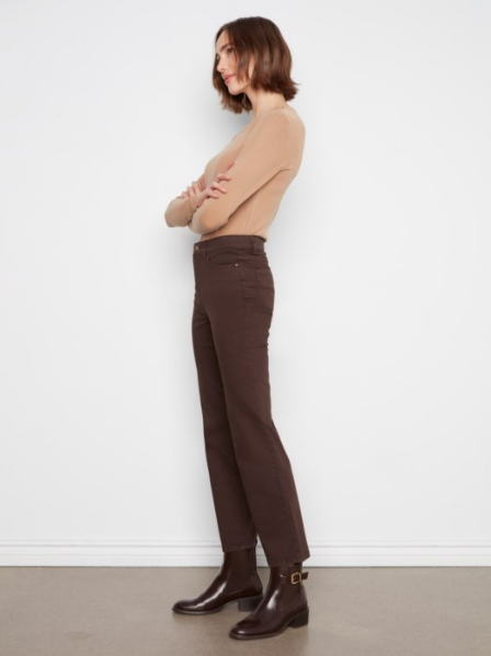 CHARLIE B STRAIGHT LEG TWILL PANTS - COFFEE