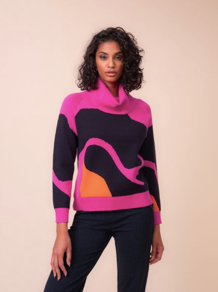 ALISON SHERI CAMO TURTLENECK SWEATER - MULTI