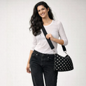 AHDORNED BROOK VEGAN SUEDE STUDDED CROSSBODY - BLACK