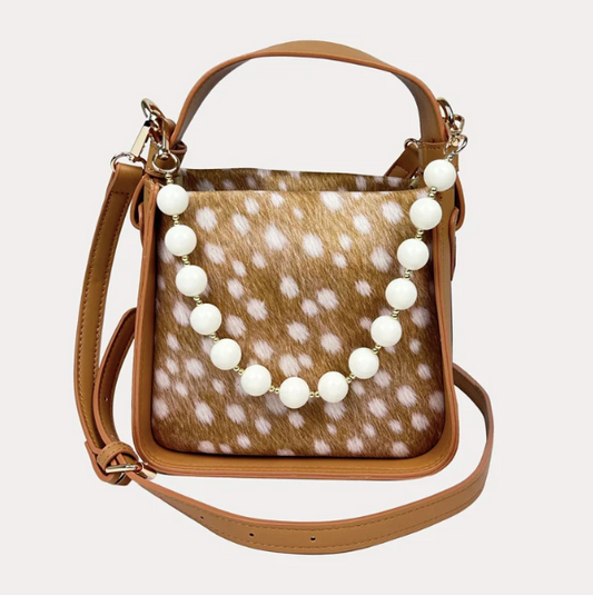 AHDORNED CARLY ANIMAL PRINTED CROSSBODY - DEER CAMEL