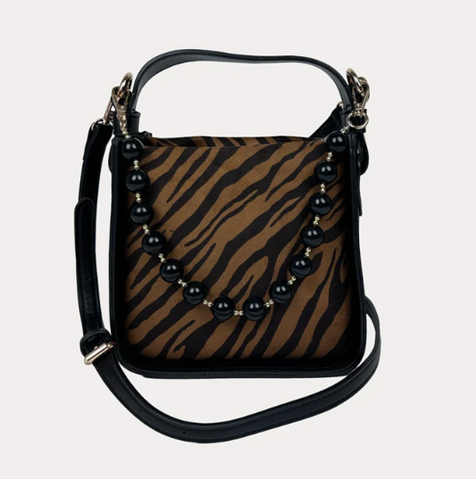 AHDORNED CARLY ANIMAL PRINTED SUEDE CROSSBODY - ZEBRA