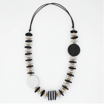 SYLCA VIVID LEATHER NECKLACE - BLACK