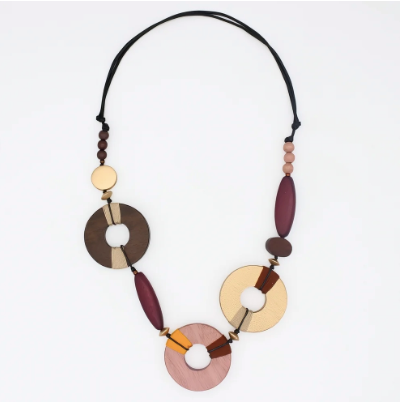 SYLCA SAYLOR WOOD OPEN BEAD NECKLACE - NATURAL