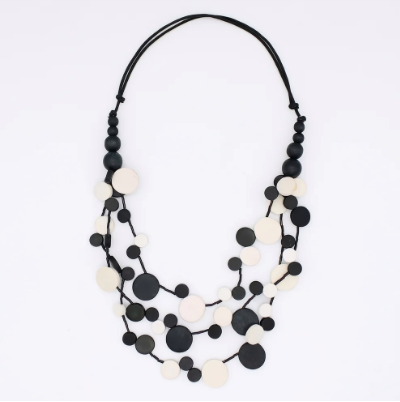 SYLCA MULTI STRAND MILLIE NECKLACE - BLACK AND WHITE