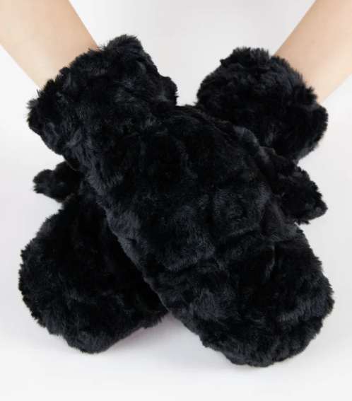 ORIGINAL USA MINKY SWIRLS MITTENS - BLACK