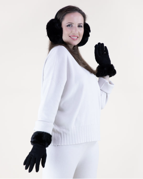 ORIGINAL USA FAUX FUR EAR MUFFS ONLY - BLACK