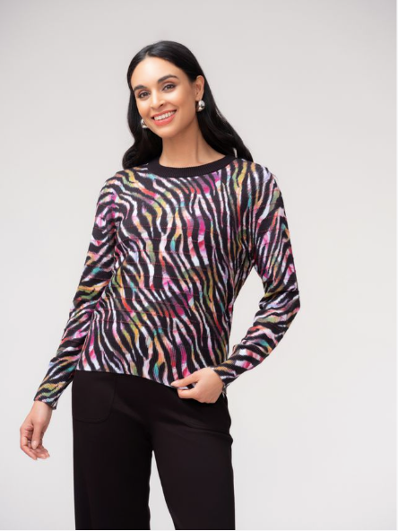 ELENA WANG ANIMAL PRINT SWEATER - MULTI
