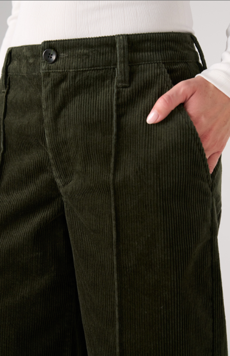 LIVERPOOL MID-RISE CROP WIDE LEG - HUNTER GREEN