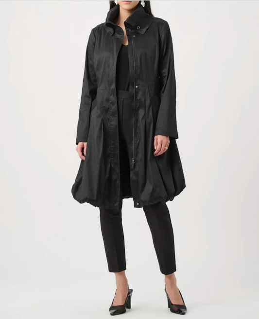 JOSEPH RIBKOFF BELTED FIT AND FLARE BALLOON COAT - BLACH
