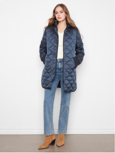 CHARLIE B FULL ZIP QUILTED JACKET - MARINE BLUE