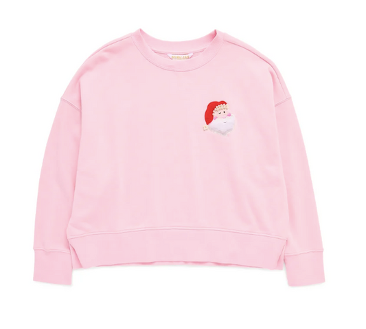 SHIRALEAH SANTA HO HO HO SWEATSHIRT - BLUSH
