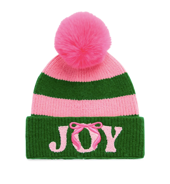 SHIRALEAH JOY BEANIE - PINK AND GREEN