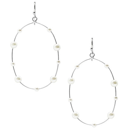 MEGHAN BROWNE STYLE TAYLOR SILVER PEARL EARRINGS