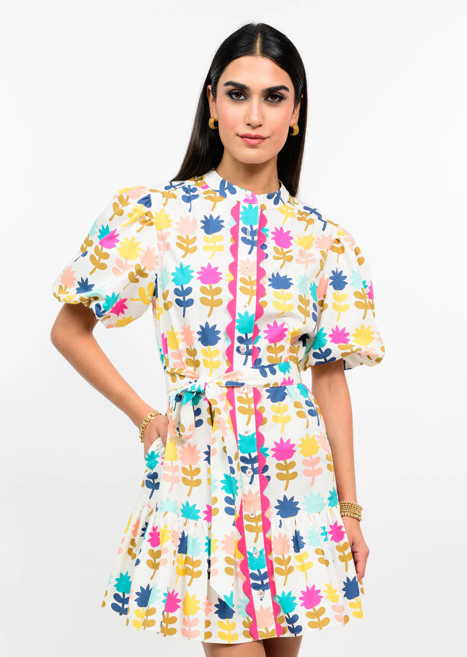 UNCLE FRANK TULIPS IN A ROW DRESS - MULTI