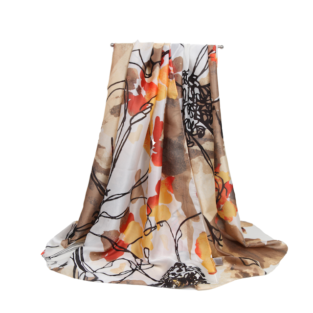 PRETTY PERSUASIONS SCARF POETRY - ORANGE MULTI