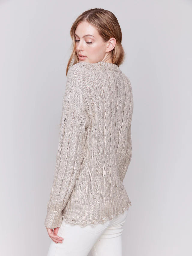 *SALE* CHARLIE B METALLIC CABLE KNIT SWEATER