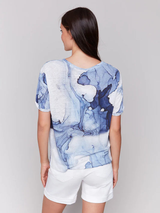 *SALE* CHARLIE B PRINTEN LINEN TOP - BLUE MULTI