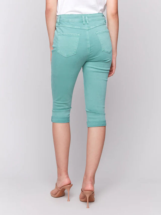 *SALE* CHARLIE B STRETCY TWILL PEDAL PUSHER - TEAL