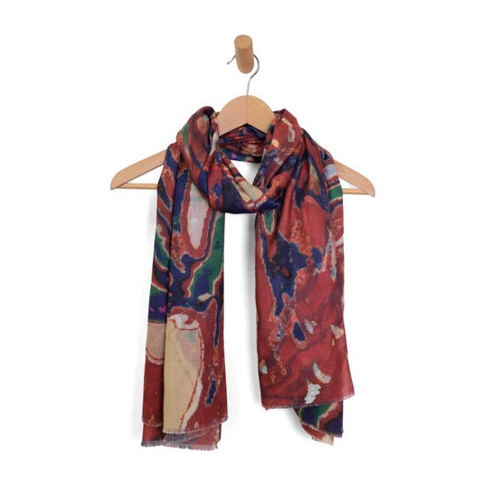 JOY ACCESSORIES GARNET SLICED AGATE SCARF - RED MULTI