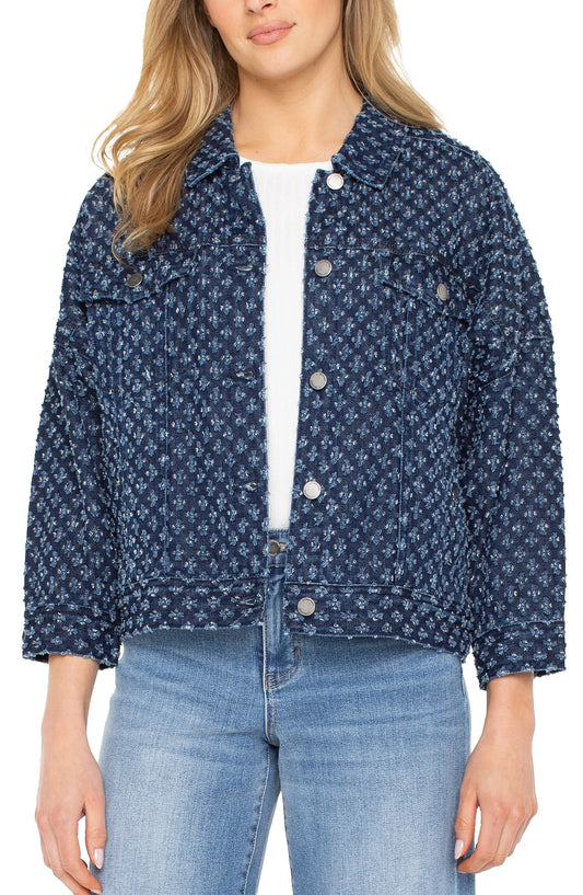 LIVERPOOL CROP EASY TRUCKER JACKET - DENIM