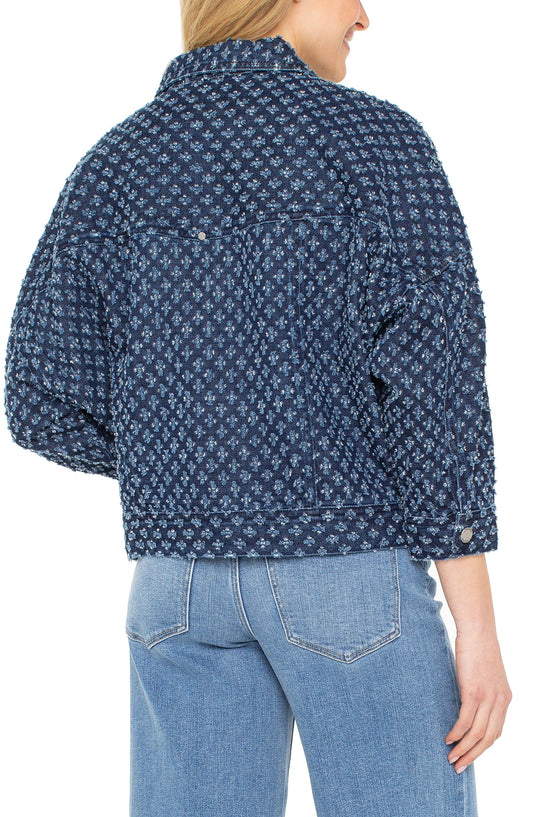 LIVERPOOL CROP EASY TRUCKER JACKET - DENIM
