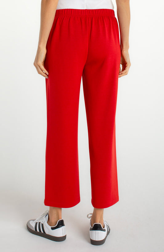 LIVERPOL PULL-ON WIDE LEG CROP TROUSER - RED