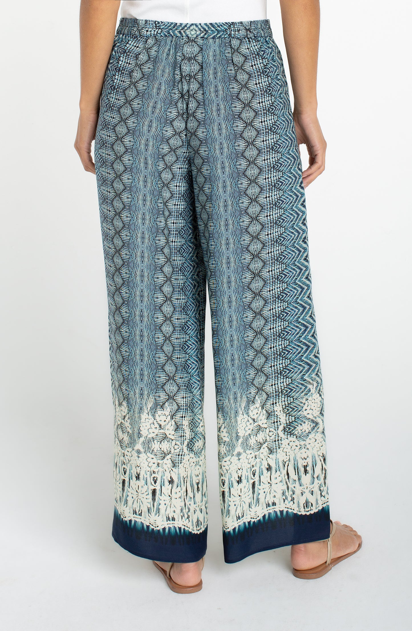 LIVERPOOL PULL-ON PALAZZO PANT - NAVY MULTI