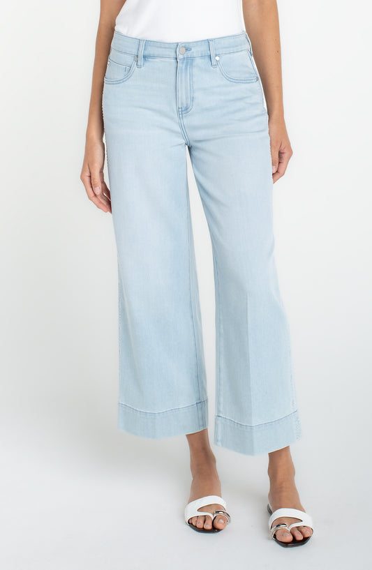 LIVERPOOL STRIDE CROP WIDE LEG - DENIM