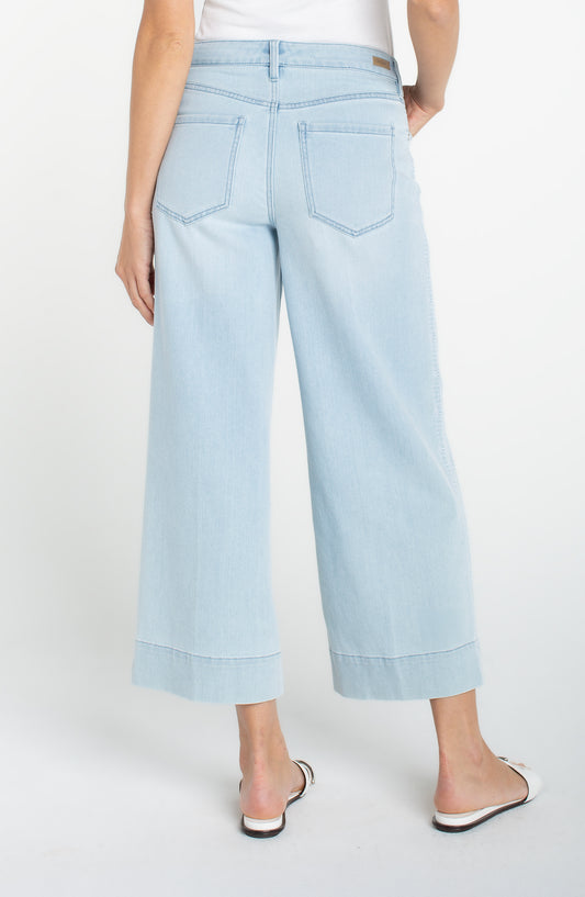 LIVERPOOL STRIDE CROP WIDE LEG - DENIM