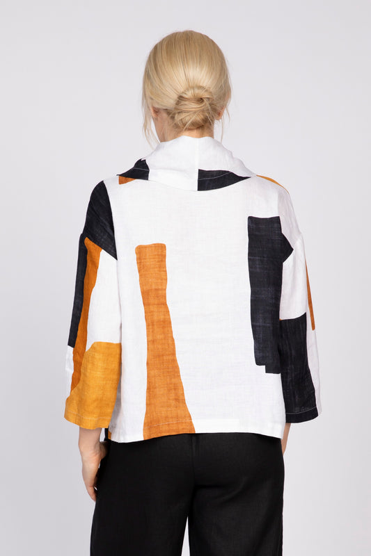 OLIVIA BY HABITAT STAY CENTERED COWL-NECK TOP - MULTI