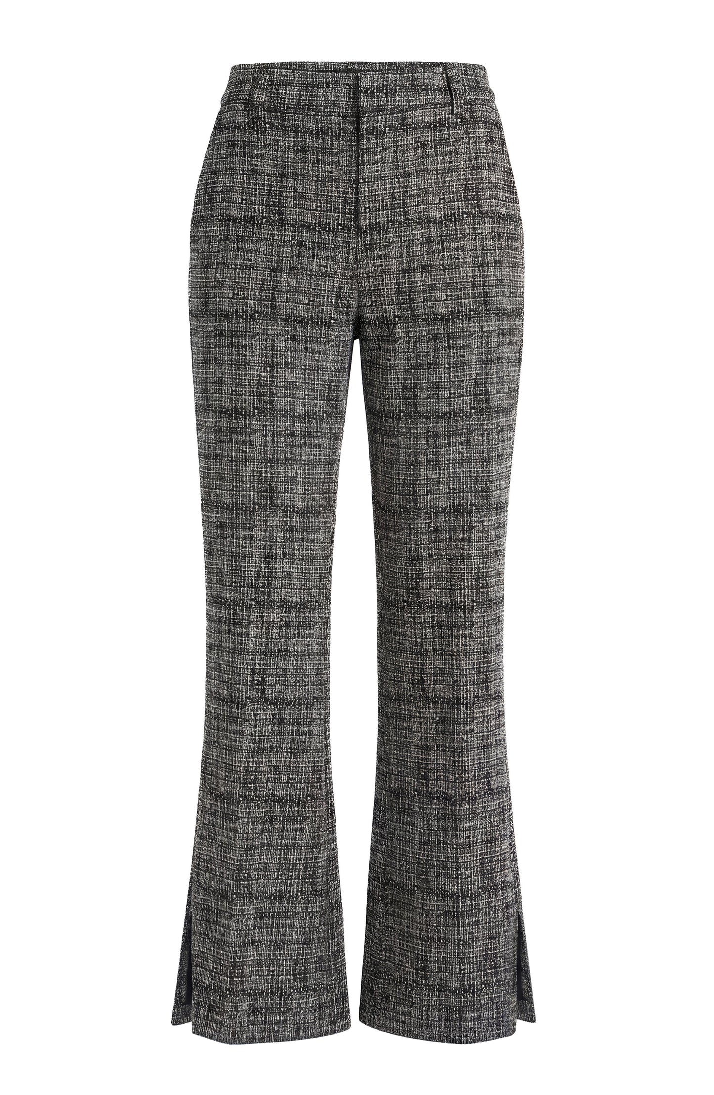 LIVERPOOL MID RISE ANKLE FLARE PANT - BLACK MULTI TWEED PRINT