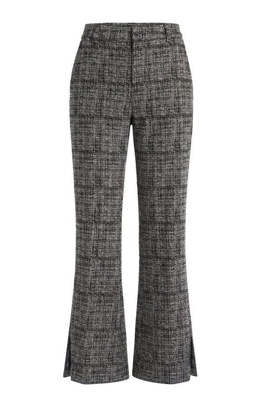 LIVERPOOL MID RISE ANKLE FLARE PANT - BLACK MULTI TWEED PRINT