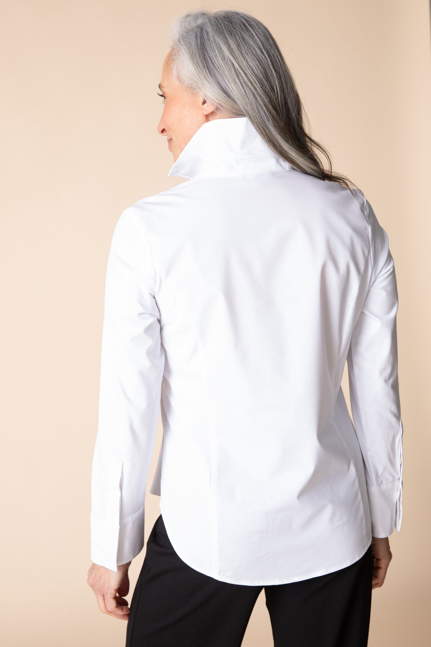 HABITAT KNIT MIX HIDDEN PLACKET TOP - WHITE