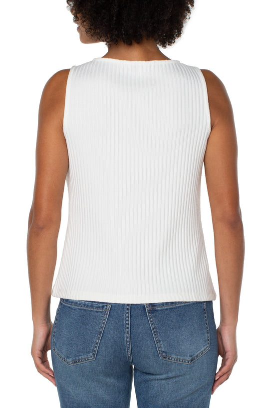 *SALE* LIVERPOOL SLEEVELESS BOAT NECK RIBBED TOP - OFF-WHITE