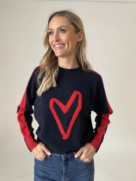 *SALE* SIX FIFTY LOFTIER HEART SWEATER - NAVY - 5510NVY