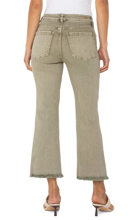 *SALE* LIVERPOOL HANNAH CROP FLARE - OLIVE GREEN