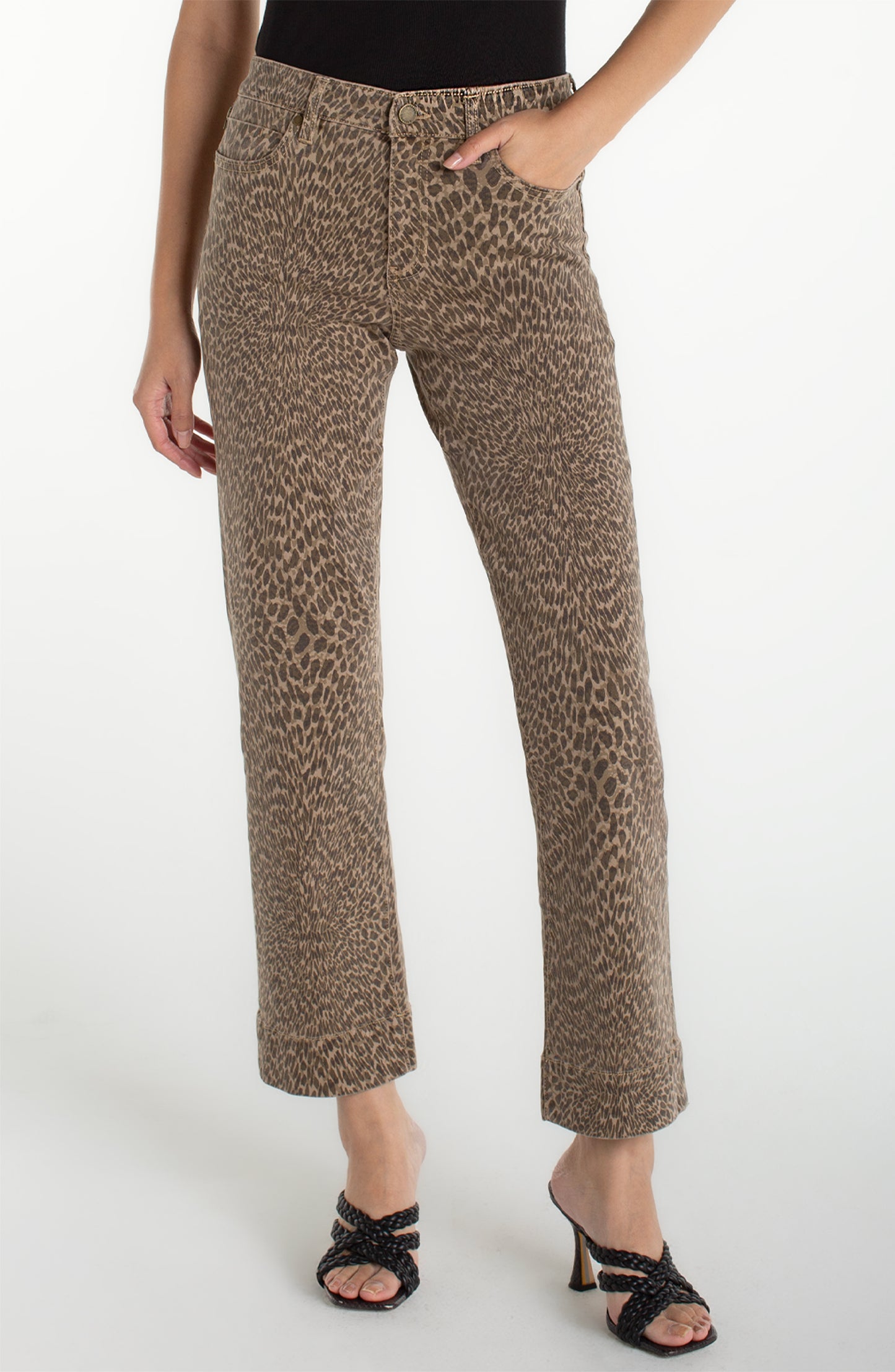 LIVERPOOL KENNEDY STRAIGHT W/ PRINT - KHAKI ANIMAL