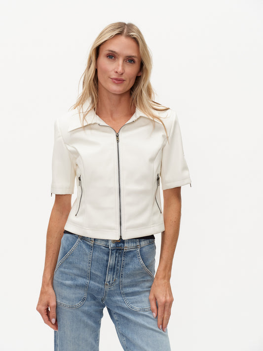 SALE - SIX FIFTY FAUX LEATHER VEST JACKET - WHITE