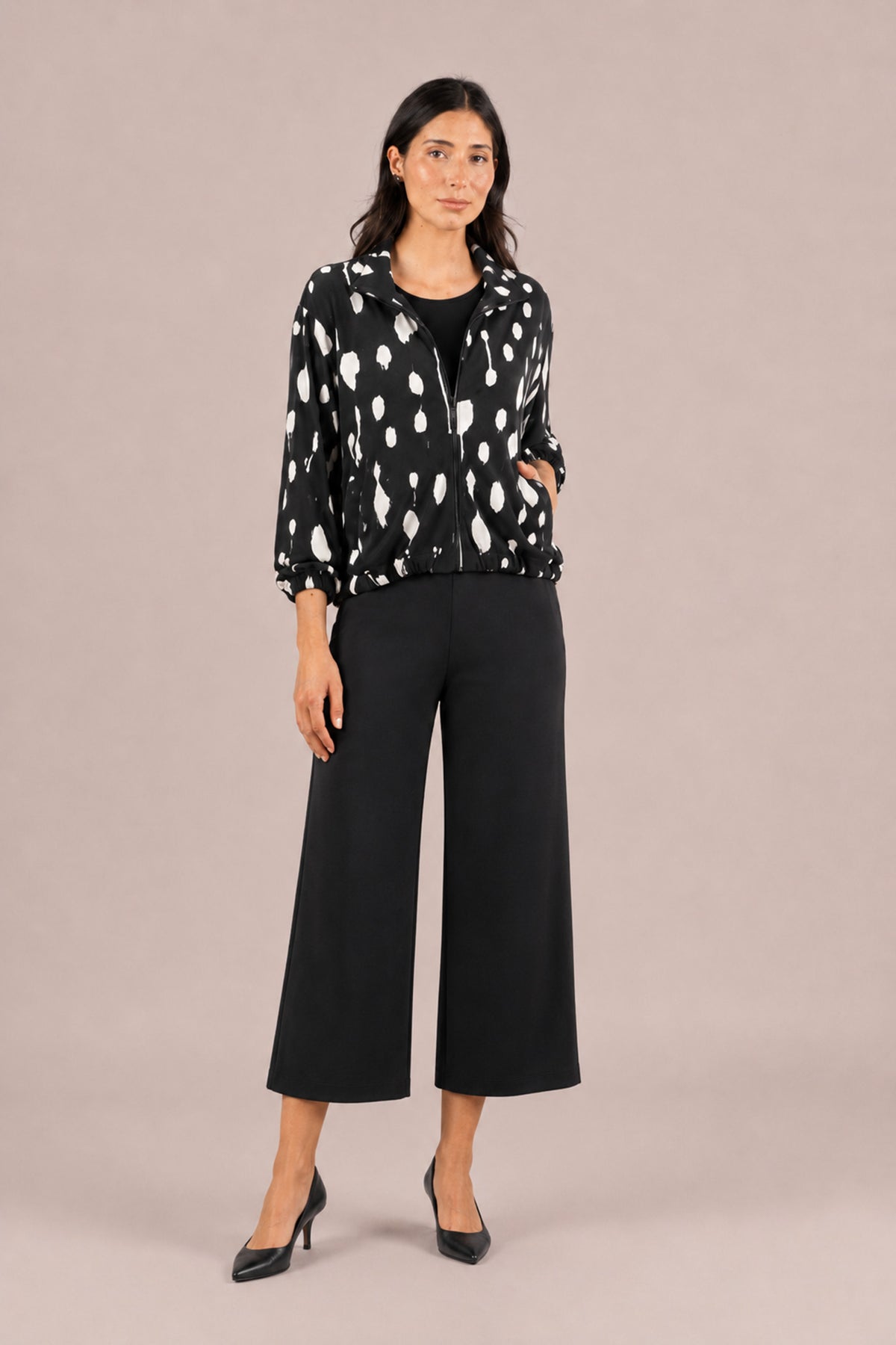 SYMPLI BELLEZA ZIP JACKET PRINT - CASHEW SPLATTER