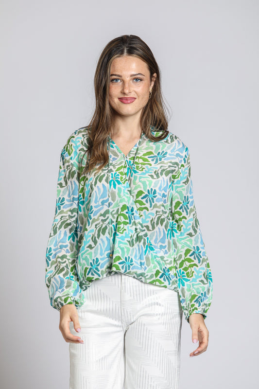 AP NY CROSSOVER TOP W/ TASSEL - GREEN MULTI