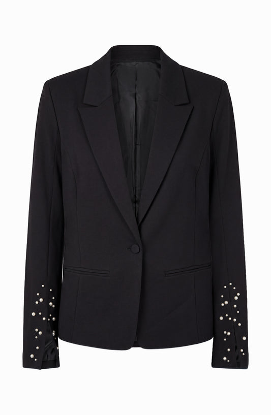 LIVERPOOL BLAZER WITH PEARL TRIM - BLACK