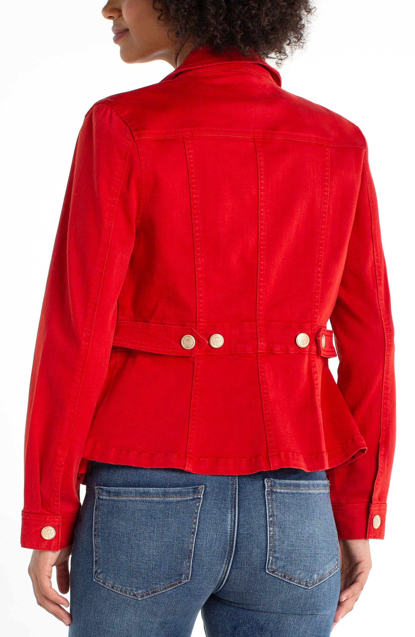 LIVERPOOL PEPLUM JACKET W/ TAB DETAILS - RED
