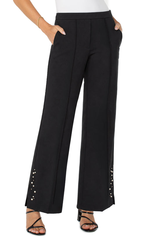 LIVERPOOL KAYLA PULLON WIDE LEG WITH PEARLS - BLACK
